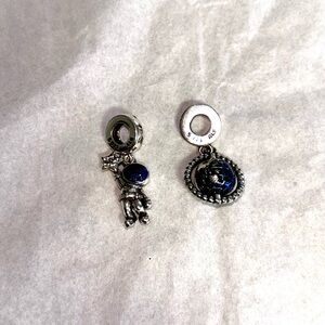 Silver and Blue Astronaut and globe Charm